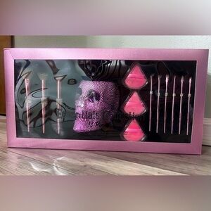 NIB Pink Bling Skull Essentials Makeup Brush Collection Set - Halloween